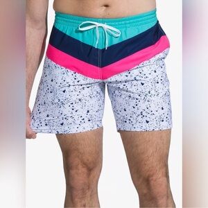 Chubbies XS The Aquatic Libations 5.5 inch Swim Shorts White Green Pink